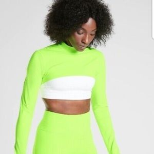 Cute Neon Green Athleta Cropped Long sleeve athletic top